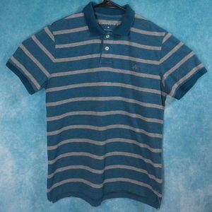 Aeropostale Polo Shirt, Men's, Striped, Blue/Gray, A87 Logo, Size Medium